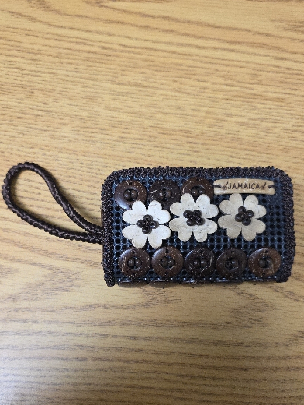 Handcrafted Brown Floral Wristlet Pouch - Jamaica - Picture 2 of 6
